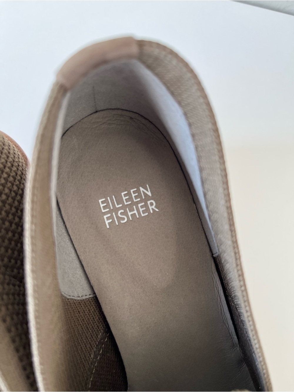 Eileen Fisher Dern Stretch Knit Block Heel Loafers Olive Grey Size 7.5 - Picture 4 of 6